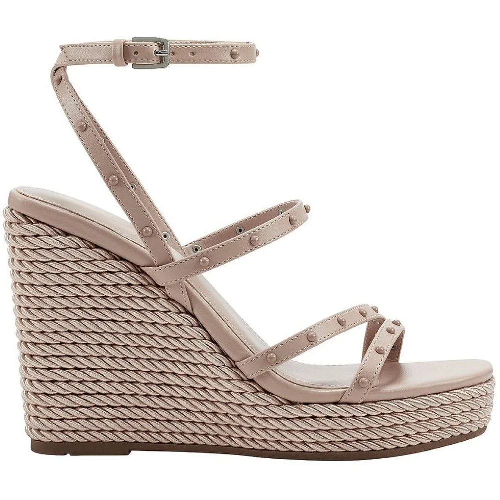 Marc Fisher Studded Espadrille Wrapped Rope Platform Sandals 10 M Blush Beige - Picture 3 of 12